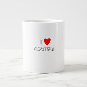 Ik hou van gamen Rode Hart Typografie Grote Koffiekop