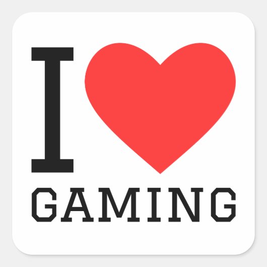 Ik hou van gamen vierkante sticker (Voorkant)