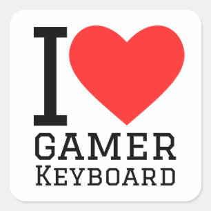 Ik hou van gamer toetsenbord vierkante sticker