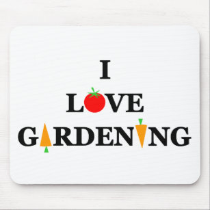 Ik hou van GARDENING Vegetable Gardener Cartoon Muismat