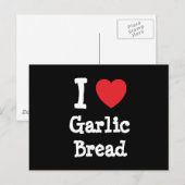 Ik hou van Garlic Brood hart T-Shirt Briefkaart (Voorkant / Achterkant)
