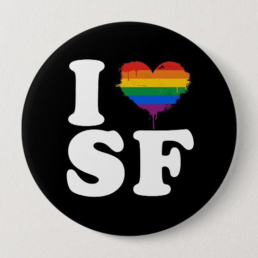 IK HOU VAN GAY SAN FRANCISCO - WIT - PNG.NL RONDE BUTTON 4,0 CM (Voorkant)