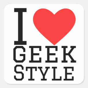 Ik hou van geek stijl vierkante sticker