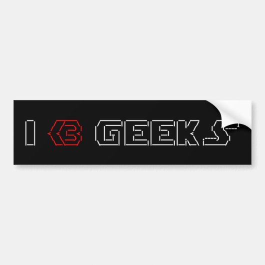 Ik hou van geeks ASCII ART Bumpersticker (Voorkant)