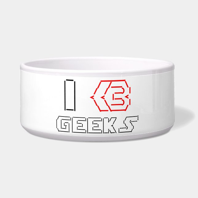 Ik hou van geeks ASCII ART Voerbakje (Voorkant)