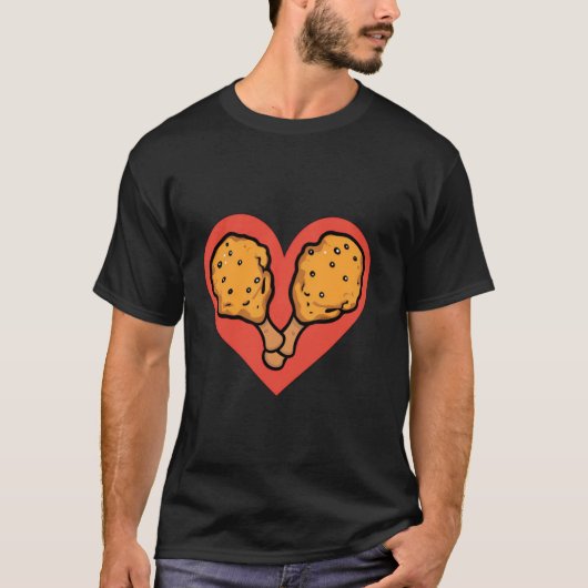Ik hou van gefrituurde kip Grappig hart Gefrituurd T-shirt (Voorkant)