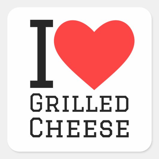 Ik hou van gegrilde kaas vierkante sticker (Voorkant)