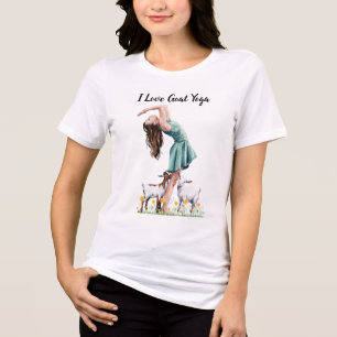 Ik hou van geitenyoga, waterverfmeisje en geiten Tri-Blend shirt