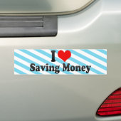 Ik hou van geld besparen bumpersticker (Op auto)