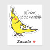 Ik hou van gele cockatiels sticker (Vel)