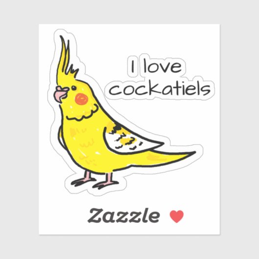 Ik hou van gele cockatiels sticker (Vel)