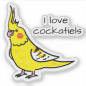 Ik hou van gele cockatiels sticker (Voorkant)