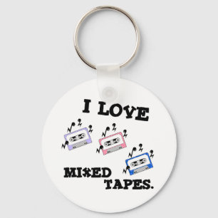 Ik hou van gemengde tapes sleutelhanger