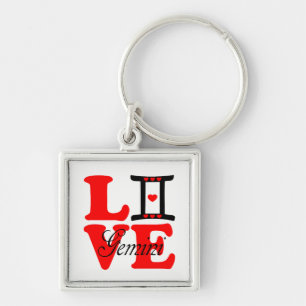♊★ 😍Ik hou van Gemini-Best-Zodiac Sign Premium Sleutelhanger