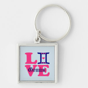 ♊★ 😍Ik hou van Gemini-Best-Zodiac Sign Premium Sleutelhanger
