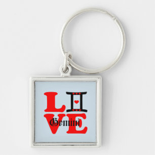 ♊★ 😍Ik hou van Gemini-Best-Zodiac Sign Premium Sleutelhanger