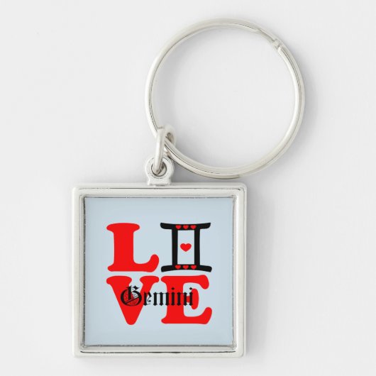 ♊★ 😍Ik hou van Gemini-Best-Zodiac Sign Premium Sleutelhanger (Voorkant)