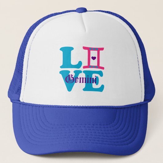 ♊★ 😍Ik hou van Gemini-Best-Zodiac teken Basic Sti Trucker Pet (Voorkant)