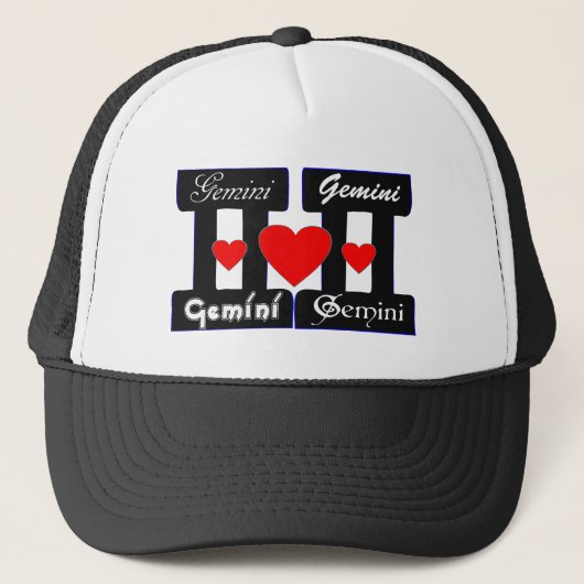 ♊★ 😍Ik hou van Gemini-Best-Zodiac teken Basic Sti Trucker Pet (Voorkant)