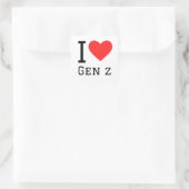 Ik hou van gen z vierkante sticker (Tas)
