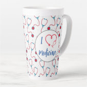 "Ik hou van geneeskunde" stethoscoop medisch dokte Latte Mok (Rechterhoek)