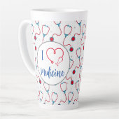 "Ik hou van geneeskunde" stethoscoop medisch dokte Latte Mok (Linkerhoek)