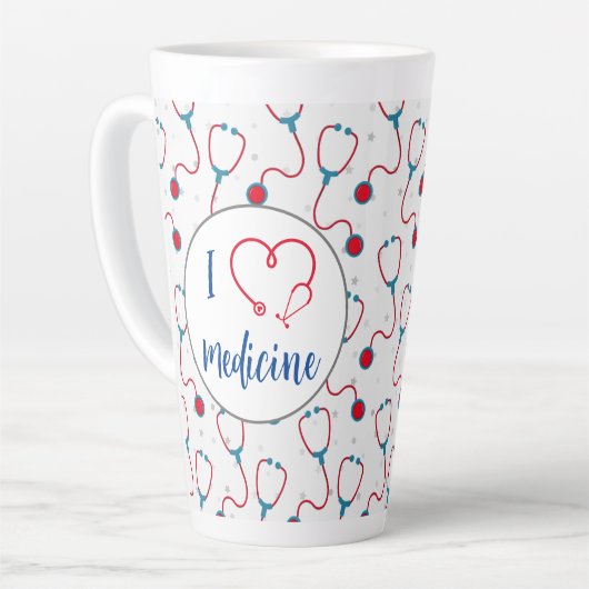 "Ik hou van geneeskunde" stethoscoop medisch dokte Latte Mok (Linkerhoek)
