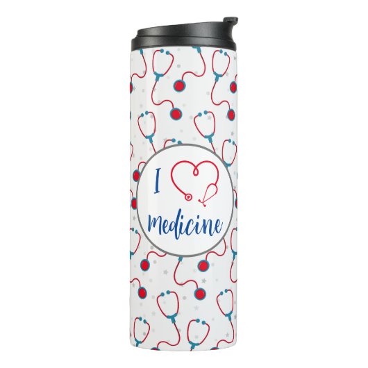 "Ik hou van geneeskunde" stethoscoop medisch dokte Thermosbeker (Gedraaid links)