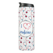 "Ik hou van geneeskunde" stethoscoop medisch dokte Thermosbeker (Geroteerd rechts)