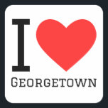 Ik hou van Georgetown Vierkante Sticker<br><div class="desc">Ik hou van Georgetown,  voor Washington liefhebbers</div>