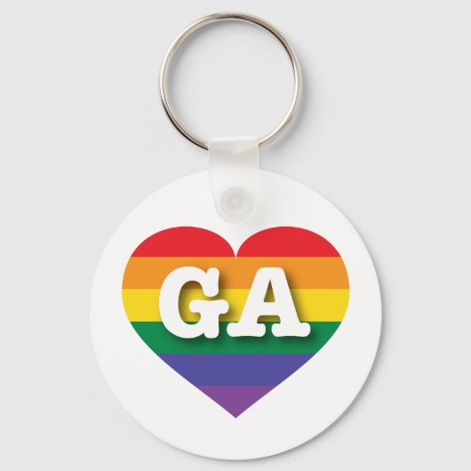 Ik hou van Georgia Gay Pride Rainbow Heart Sleutelhanger (Voorkant)