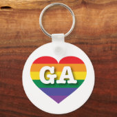 Ik hou van Georgia Gay Pride Rainbow Heart Sleutelhanger (Voorkant)