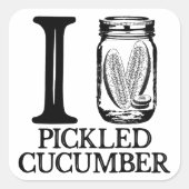 Ik hou van gepekelde komkommer - augurk komkommer vierkante sticker (Voorkant)
