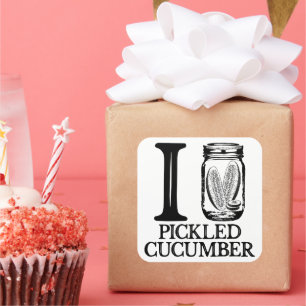 Ik hou van gepekelde komkommer -  augurk komkommer vierkante sticker