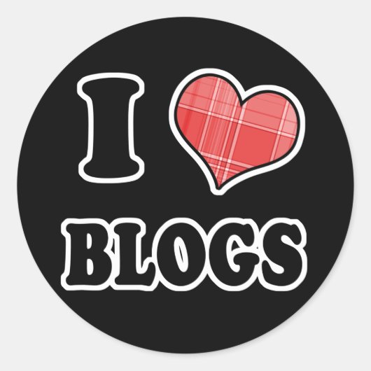 Ik hou van (geruite hart) blogs ronde sticker (Voorkant)