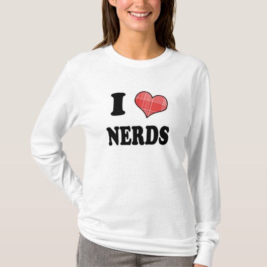 Ik hou van (geruite hart) nerds t-shirt (Voorkant)