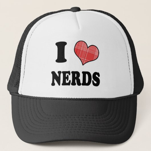 Ik hou van (geruite hart) nerds trucker pet (Voorkant)