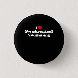 Ik hou van gesynchroniseerd zwemmen Hart Souvenir  Ronde Button 3,2 Cm