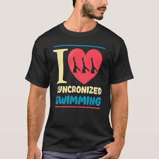 Ik hou van gesynchroniseerd zwemmen t-shirt (Voorkant)