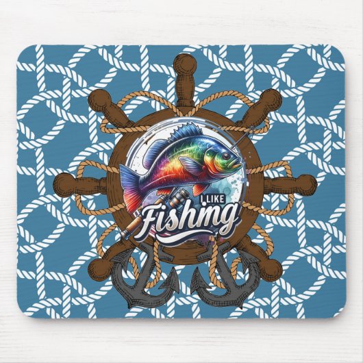 Ik hou van Gevist met nautische touwen Mousepad Muismat (Voorkant)
