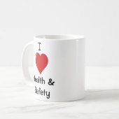 Ik hou van gezondheid en veiligheid - dubbelzijdig koffiemok (Voorkant links)