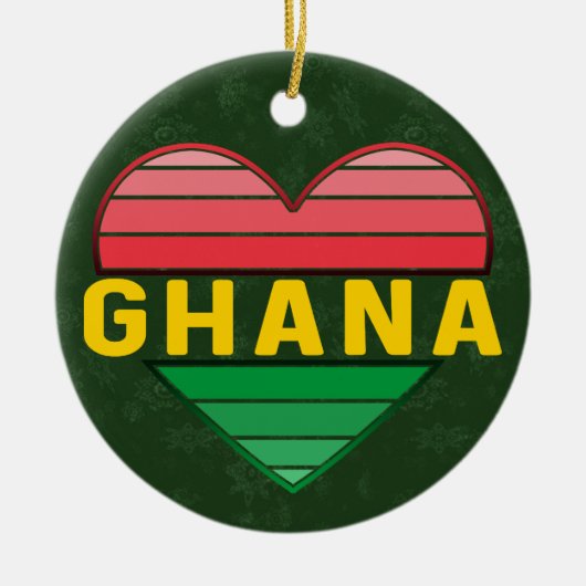 Ik hou van Ghana, Ghanees hart Keramisch Ornament (Voorkant)