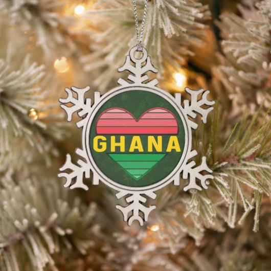 Ik hou van Ghana, Ghanees hart Tin Sneeuwvlok Ornament (Boom)
