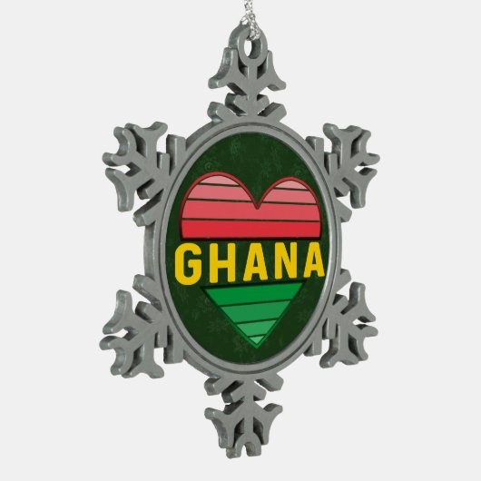 Ik hou van Ghana, Ghanees hart Tin Sneeuwvlok Ornament (Links)