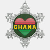 Ik hou van Ghana, Ghanees hart Tin Sneeuwvlok Ornament (Voorkant)