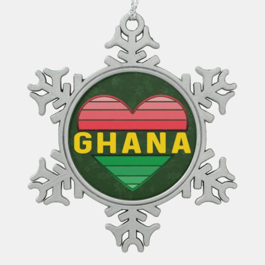 Ik hou van Ghana, Ghanees hart Tin Sneeuwvlok Ornament (Voorkant)