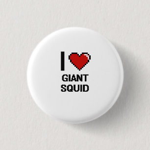 Ik hou van Giant Squid Digital Design Ronde Button 3,2 Cm