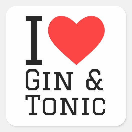 Ik hou van gin en tonic vierkante sticker (Voorkant)