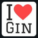 Ik hou van gin vierkante sticker<br><div class="desc">Ik hou van gin,  voor drink liefhebbers</div>