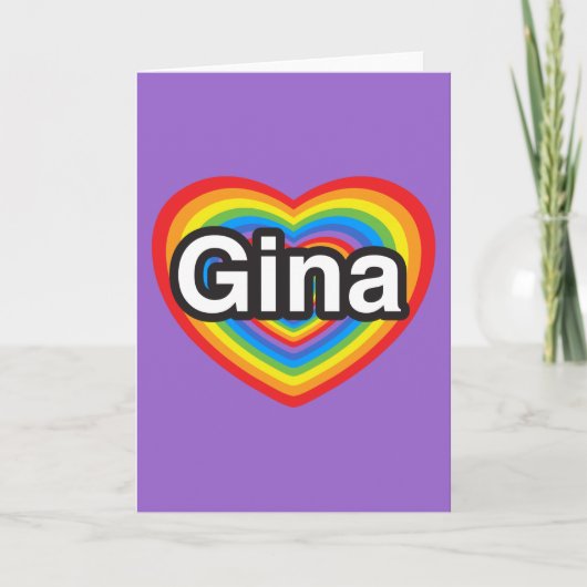 Ik hou van Gina. Ik hou van je Gina. Hart Kaart (Voorkant)